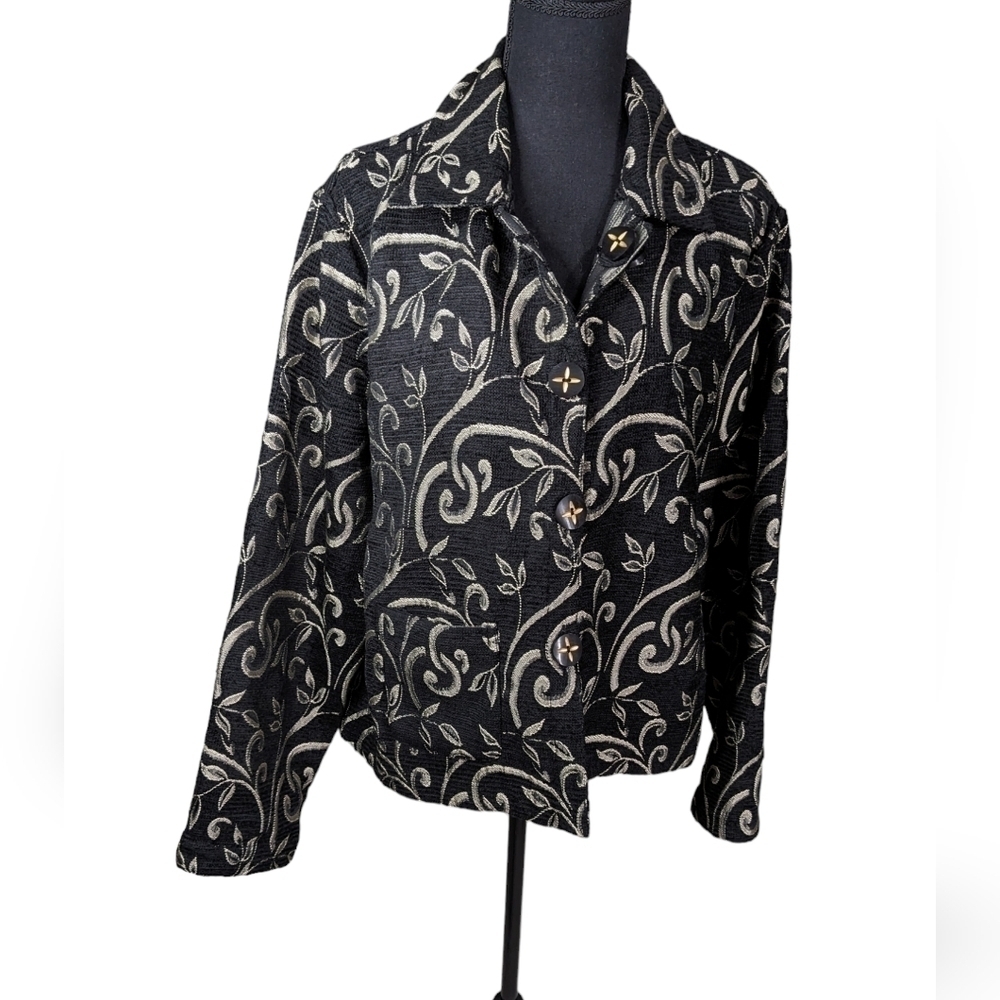 Parsley and Sage size L reversible jacket metallic thread very lagenlook Boho